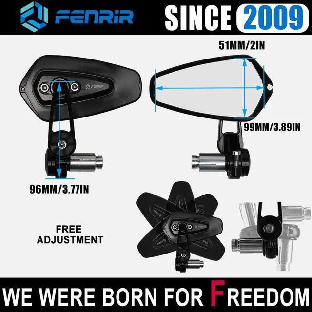 Alt view image 4 of 7 - CNC Aluminum Alloy Cafe Racer Black Motorcycle Bar End Mirrors Side Folding 22MM 7/8" inch Handlebar Mirror Universal Rear View For M6/M8 Standard Super Sport Naked Street Bike Scooter Minimoto
