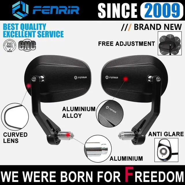 Alt view image 3 of 7 - CNC Aluminum Alloy Cafe Racer Retro Black Motorcycle Bar End Mirrors Side 22MM 7/8" Handlebar Mirror Universal Rear View For M8/M6 Standard Sport Naked Street Bike Cruiser Minimoto Scooter