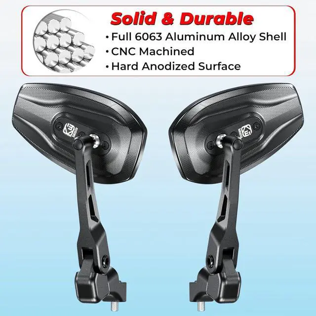 Alt view image 2 of 7 - Aluminum Alloy Rainproof Foldable Motorcycle Mirrors with M10 Bolts, CNC Machining HD Anti-Glare Blue Lenses Rear View Mirrors, Multi-Angle Adjustable for Motorcycle Cruiser ATV Moped Scooter