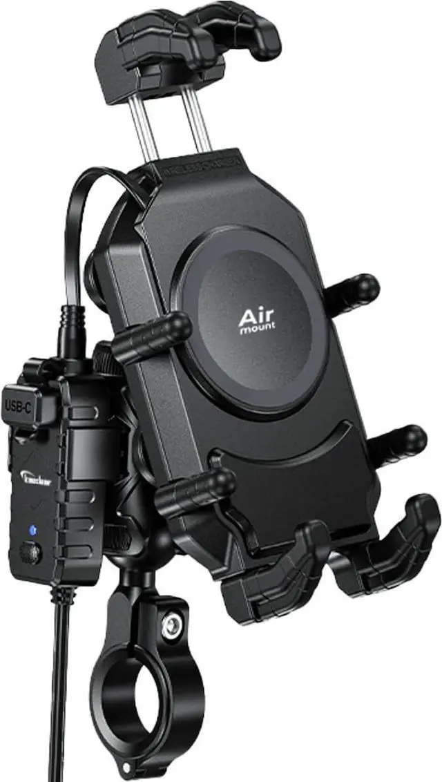 Main image of Motorcycle Smartphone Holder, Charging, Vibration Absorption, Air Mount, Integrated QI, Wireless Charging, USB Power Supply, Devil Horn QI USB/Air Mount KDR-M26A (Qi Charging / 1" Ball)