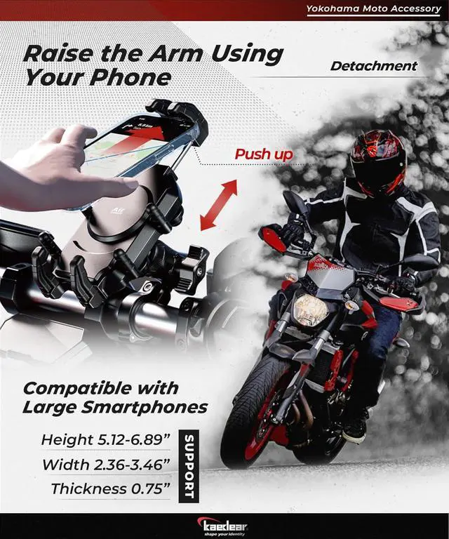 Alt view image 3 of 7 - Motorcycle Smartphone Holder, Charging, Vibration Absorption, Air Mount, Integrated QI, Wireless Charging, USB Power Supply, Devil Horn QI USB/Air Mount KDR-M26A (Qi Charging / 1" Ball)