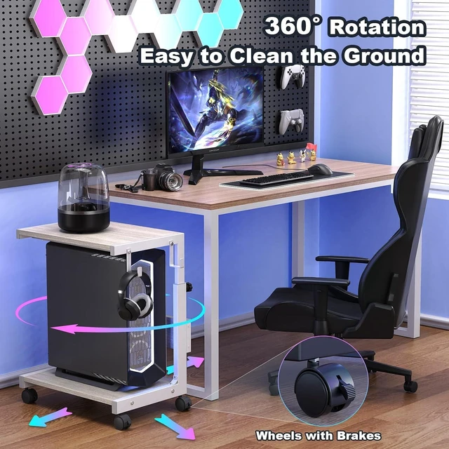 Alt view image 5 of 7 - Computer Tower Stand with Charging Station, for Small and Mid-Tower PCs