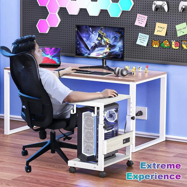 Alt view image 7 of 7 - Computer Tower Stand with Charging Station, for Small and Mid-Tower PCs