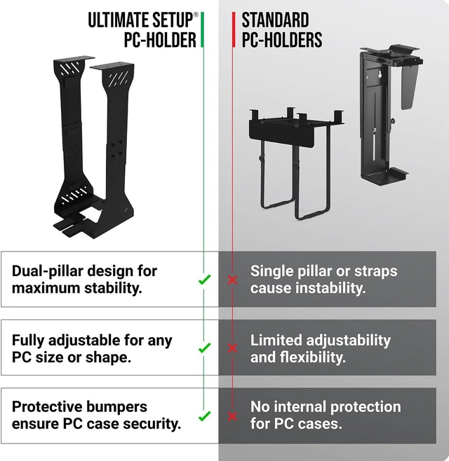 Alt view image 7 of 7 - Heavy-Duty Under-Desk PC Holder with Up to 77 lbs Load Capacity Adjustable Computer Tower CPU Mount for Under-Desk Installation (Black)