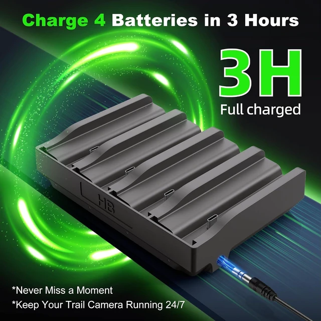 Alt view image 5 of 6 - 4Pack 6000mAh Rechargeable Reveal Lithium Battery Pack with Charger