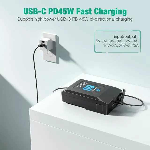 Alt view image 3 of 7 - V Mount Battery 60Wh for Camera Camcorder Monitor Video Light