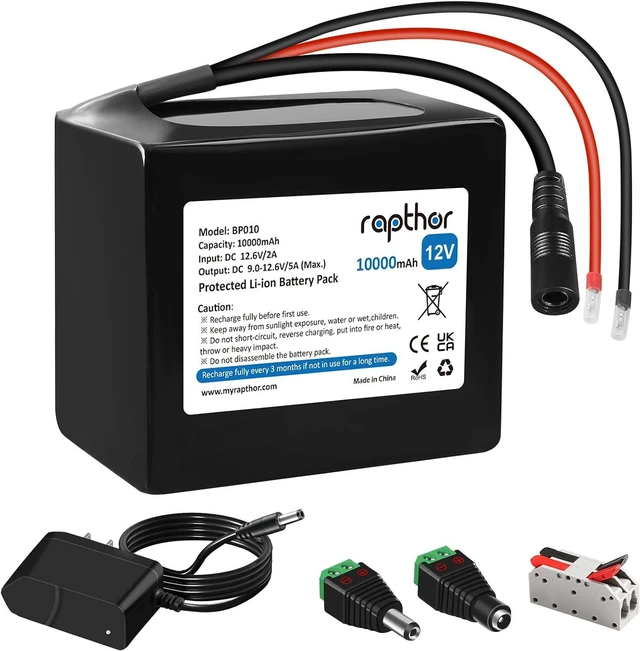 Main image of 12V 10Ah Rechargeable Lithium Battery Pack with 12.6V 2A Charger
