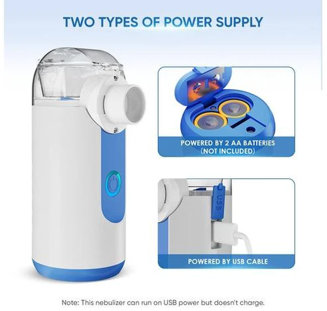 Alt view image 4 of 7 - Monport| Portable Mesh Cool Mist Humidifier, 10ml Tank, 3 Mist Modes, Self-Clean Function, Under 50dB Quiet, Dual Power Supply, Compact Mist Maker with Soft Face Covers & Mouthpiece for Home & Travel