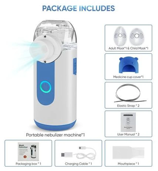 Alt view image 7 of 7 - Monport| Portable Mesh Cool Mist Humidifier, 10ml Tank, 3 Mist Modes, Self-Clean Function, Under 50dB Quiet, Dual Power Supply, Compact Mist Maker with Soft Face Covers & Mouthpiece for Home & Travel