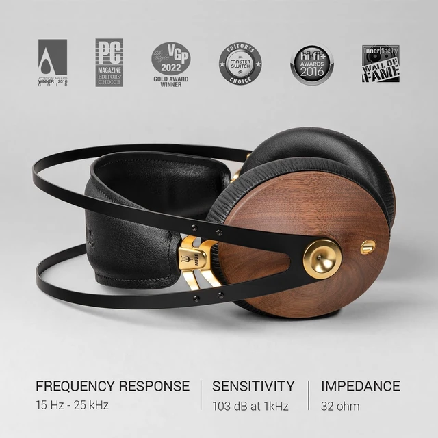 Alt view image 3 of 5 - MEZE AUDIO ^^ 99 Classics Walnut Gold ^^ Wooden Closed-Back Headphones for Audiophiles ^^ Gaming ^^ Podcasts ^^ Home Office ^^ Wired Over-Ear Headphones with Mic and Self Adjustable Headband