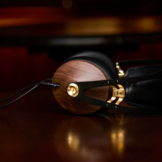 Alt view image 2 of 5 - MEZE AUDIO ^^ 99 Classics Walnut Gold ^^ Wooden Closed-Back Headphones for Audiophiles ^^ Gaming ^^ Podcasts ^^ Home Office ^^ Wired Over-Ear Headphones with Mic and Self Adjustable Headband