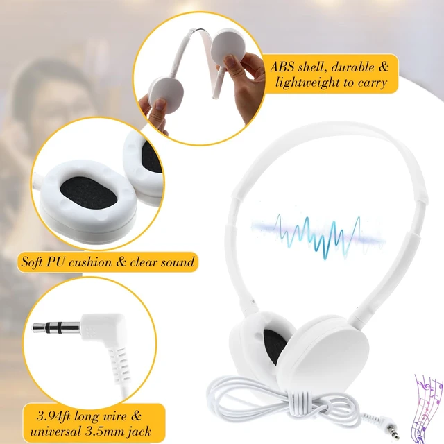 Alt view image 2 of 5 - Konohan 18 Pack Headphones Bulk Wired 3.5mm, White