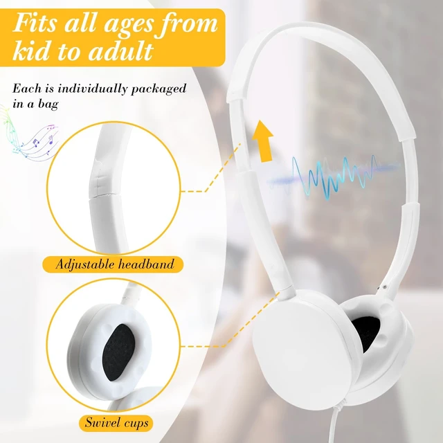 Alt view image 3 of 5 - Konohan 18 Pack Headphones Bulk Wired 3.5mm, White