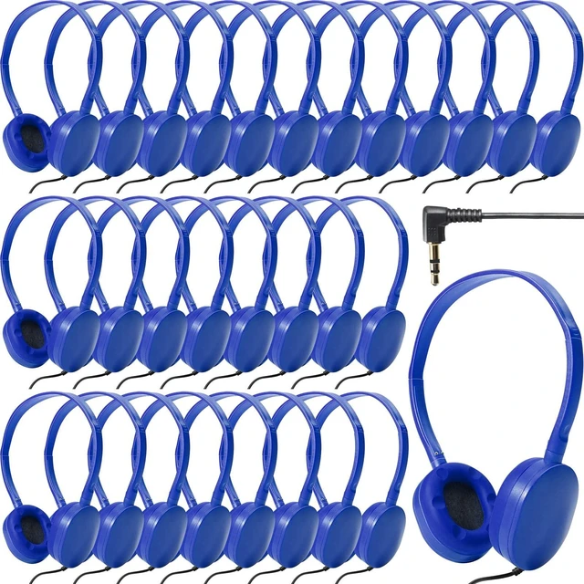 Main image of Flutesan 30 Pack Wired Headphones, Adjustable On Ear Headphones, Blue