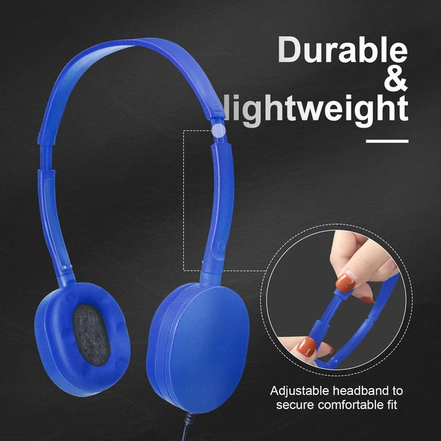 Alt view image 4 of 5 - Flutesan 30 Pack Wired Headphones, Adjustable On Ear Headphones, Blue