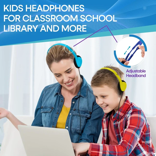 Alt view image 4 of 5 - MKDTNJT Bulk Earbuds Headphones 50 Pack for Kids School Classroom,Wholeslae Wired Adjustable On Ear Earphones Class Set for Students Children Toddler Teens Boys Girls and Adult (HTC002,Multi Color)