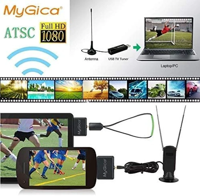 Alt view image 2 of 5 - MyGica Mirco USB TV Tuner Card, Watching ATSC Digital TV Anywhere, Freeview HD TV Receiver, Recast Wireless HDTV Stick Tuner Adapter, USB TV Antenna for Android Phone Tablet PC Pad, No Internet