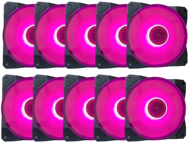 Main image of APEVIA CO1012L-PK Cosmos 120mm Pink LED Case Fan, Ultra Silent, 10 Pack