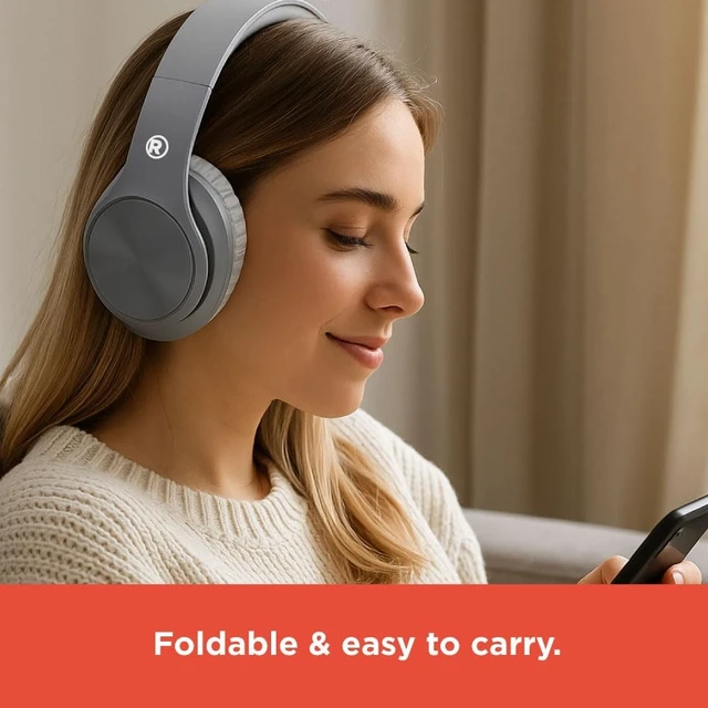 Alt view image 5 of 5 - RadioShack Buzzer Wireless Headphones ANC, Bluetooth 5.0, 9-Hour Battery Grey