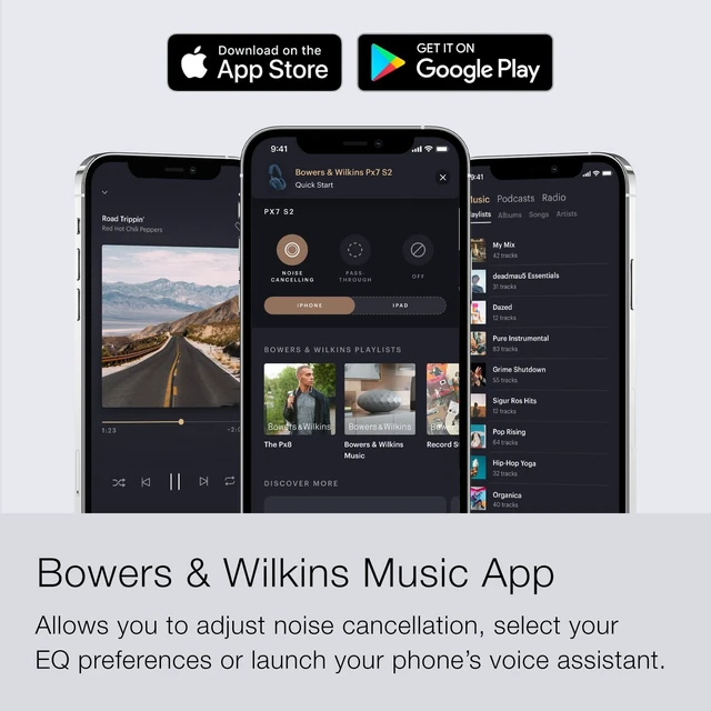 Alt view image 5 of 5 - Bowers & Wilkins Px7 S2 Over-Ear Headphones - Advanced Noise Cancellation, Technical Fabrics, 30-Hour Battery Life, 15-Min Quick Charging, Grey