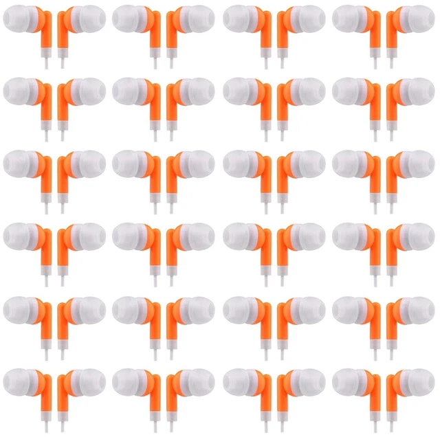 Main image of CN-Outlet Wholesale Bulk Eearbuds Headphones 100 Pack for Kids,Classroom,Labs,Students and Adults(Orange)