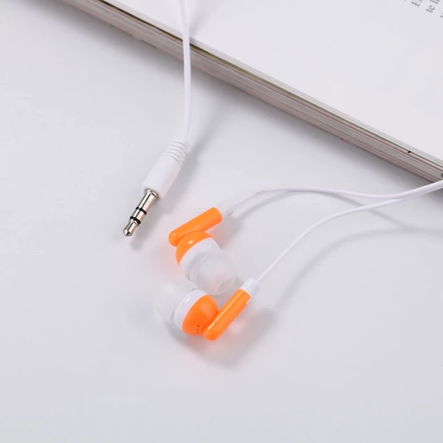 Alt view image 5 of 5 - CN-Outlet Wholesale Bulk Eearbuds Headphones 100 Pack for Kids,Classroom,Labs,Students and Adults(Orange)