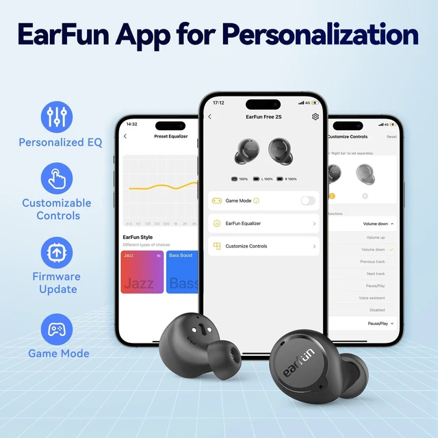 Alt view image 4 of 5 - EarFun Free 2S Wireless Earbuds, Bluetooth Earbuds with Deep Bass
