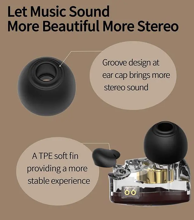 Alt view image 2 of 5 - EZ EAR Wired Earbuds in Ear Headphones Monitor,1DD HiFi Bass Immersive Sound Earphones, for Drummer Musicians Singer Stage Earbuds, Patented Ear Tips Headset,CCZ Coffee Bean (3.5mm Brown with Mic)