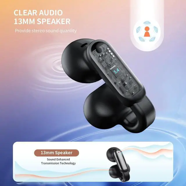 Alt view image 5 of 5 - GenXenon Clip-On Bluetooth Earbuds, Open Ear Design for Gym & Sports, Lightweight & Comfortable, Clear Voice Calls, Stable Fit, 35 Hours Playtime - Indoor/Outdoor Wireless EarbudsBlack-3