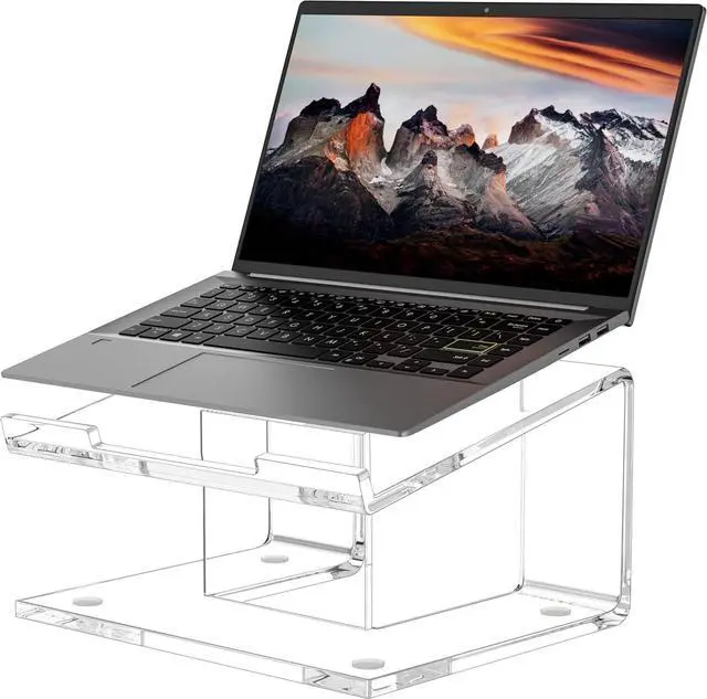 Main image of Acrylic Laptop Stand for Desk, Laptop Riser for 10-17.3 Inch Laptops, Ergonomic Computer Stand Holder Compatible with Macbooks and Notebooks- Clear