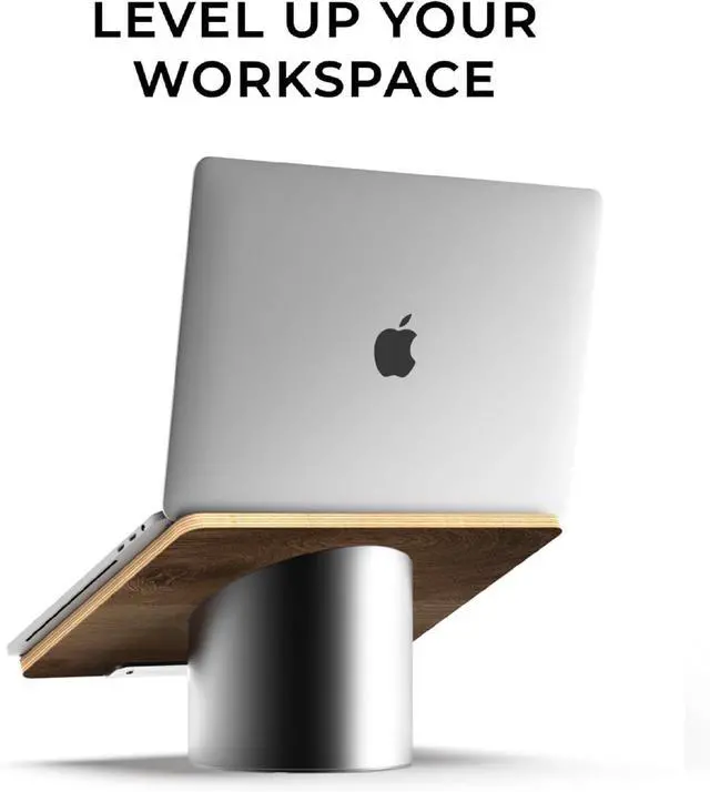 Alt view image 2 of 7 - Laptop Riser for Desk in Black Walnut Wood Top and Space Gray Aluminum Base Compatible with MacBook and Other Laptops Up to 16 Inches Ergonomic Computer Holder 25-Degree Angle Tilt