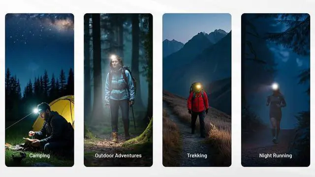 Alt view image 7 of 7 - NU25 MCT 400 Lumen Lightweight USB-C Rechargeble Outdoor Headlamp with Multiple Color Temperatures Warm Natural, Cold Lights and Red Light (Elastic Cord, Yellow)
