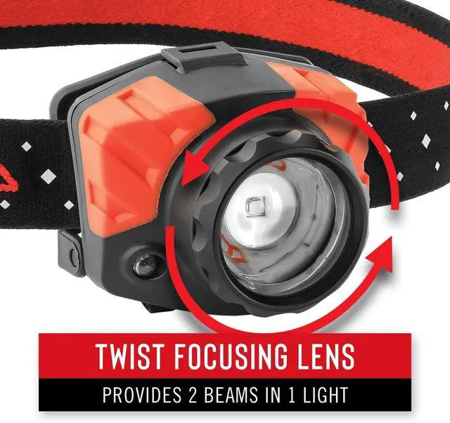 Alt view image 2 of 7 - Coast FL85 615 Lumen Dual Color Pure Beam Focusing LED Headlamp with Twist Focus Hinged Beam Adjustment, Hard Hat Compatibility and Reflective Strap, Red