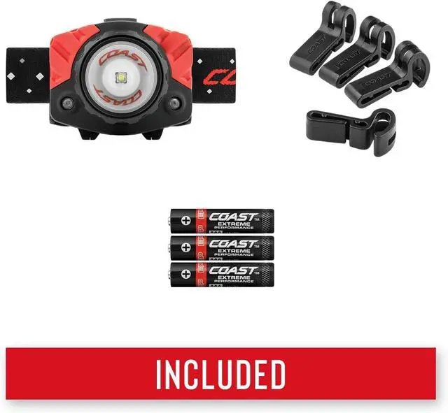 Alt view image 6 of 7 - Coast FL85 615 Lumen Dual Color Pure Beam Focusing LED Headlamp with Twist Focus Hinged Beam Adjustment, Hard Hat Compatibility and Reflective Strap, Red