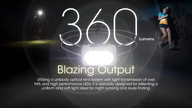 Alt view image 2 of 7 - Nitecore NU21 Running Headlamp, 360 Lumen Ultralight USB Rechargeable with White and Red LEDs and a Sticker (White)