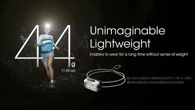 Alt view image 3 of 7 - Nitecore NU21 Running Headlamp, 360 Lumen Ultralight USB Rechargeable with White and Red LEDs and a Sticker (White)