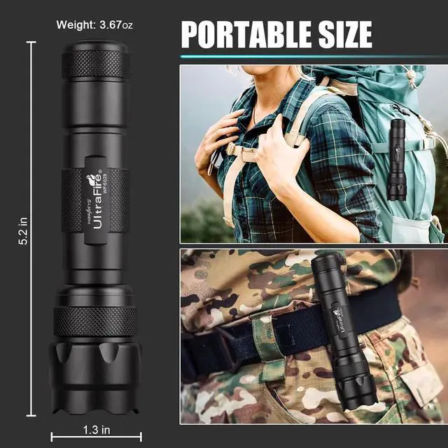 Alt view image 6 of 7 - ULTRAFIRE WF-502B Single Mode Flashlight with Holster,1000 Lumen Tactical Flashlight with Duty Belt Holster,Bright Law Enforcement - Police Flashlight(Battery not Included)