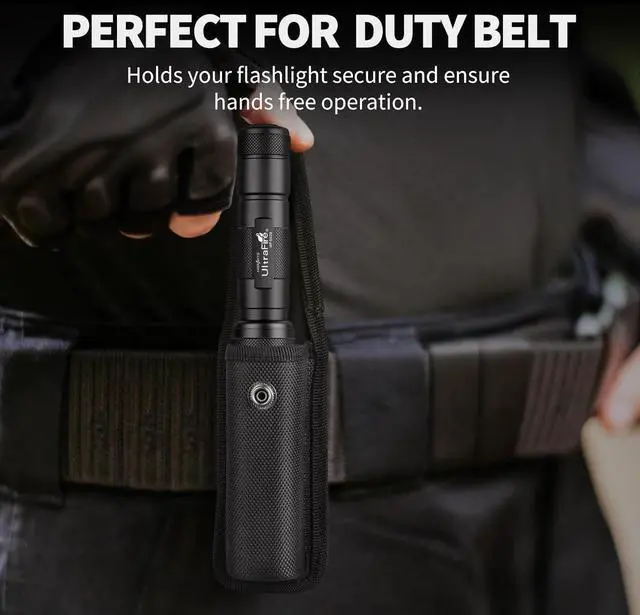 Alt view image 2 of 7 - ULTRAFIRE Tactical Flashlight with Holster, 1000 Lumens Single Mode LED Flashlight with Duty Belt Holster, Bright Small EDC Flashlight with Flashlight Carry Case Pouch, WF-502B (Battery Not Included)