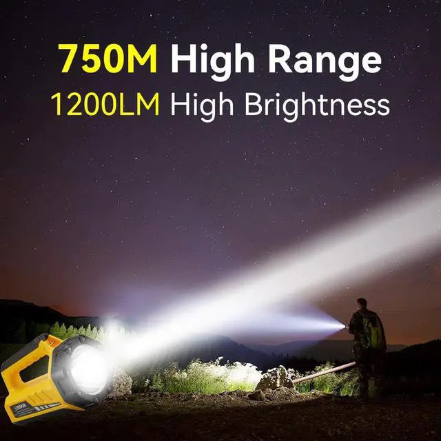 Alt view image 5 of 7 - SUNREI Rechargeable LED 1200LM Flashlight, 8 Light Modes Portable Camping Lantern, 10400mAh Power Bank, IP67 Waterproof for Emergencies Power Outages, Hurricane Emergency, Hiking, Home, etc