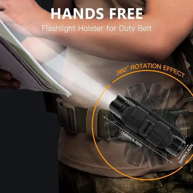 Alt view image 5 of 7 - KunHe Rechargeable Flashlight Handheld Flashlights Tactical Flashlight with Belt Holster Bright LED Duty Flash Light with 4 Modes Long Lasting IPX7 Water Resistant