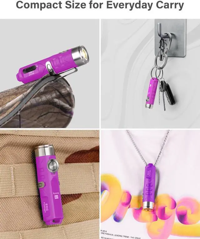 Alt view image 7 of 7 - RovyVon Aurora A1 G4 Rechargeable Keychain Flashlights USB C, 650lumens Bright Mini EDC Flashlight IPx6 Multi Functions Small Pocket Flashlight, Outdoor Camping Essentials EDC Gear for Men Women