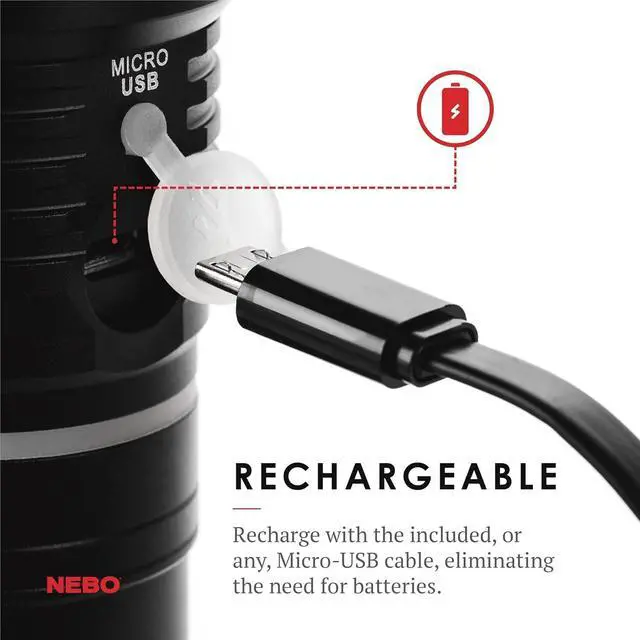 Alt view image 5 of 6 - NEBO SLYDE KING Flashlight | High Lumens, Rechargeable COB Work Light & LED Flashlight, Waterproof, Magnetic Base, Great for Camping & Hunting, Includes Charging Cable