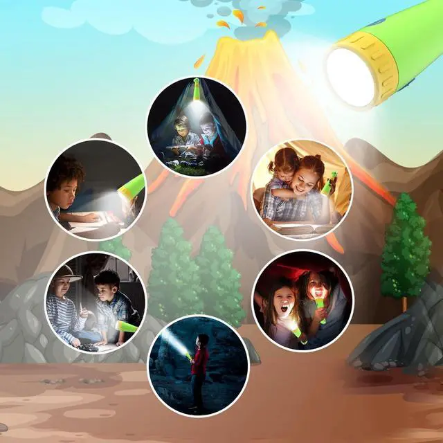 Alt view image 7 of 7 - COSOOS Rechargeable Dinosaur Flashlight for Kids, Roar Mode, Kids Flashlight Toys, Outdoor Camping Gear Accessories, Birthday Gift Easter Basket Stuffers for Kids 3 4 5 6 7 8 9 10 Years Boys Girls