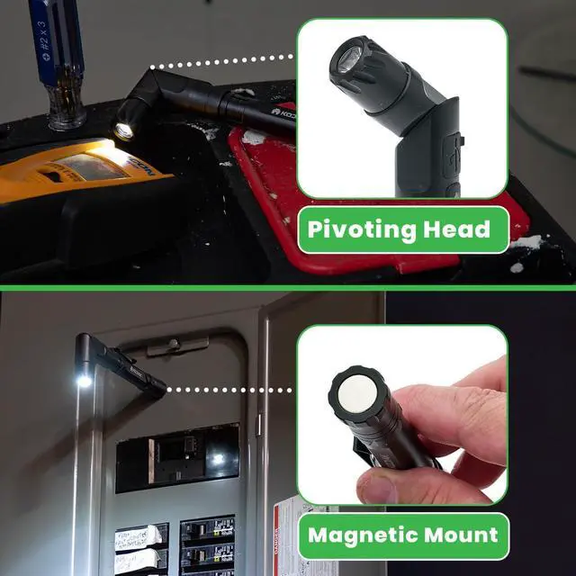 Alt view image 3 of 6 - KODIAK Konform Right Angle Flashlight  500 Lumen 90 Degree Flash Light with Magnetic Base, USB Rechargeable Swivel & Adjustable for Hands-Free Use