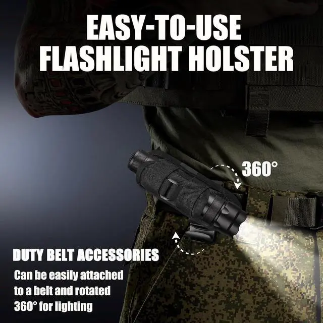 Alt view image 3 of 7 - ULTRAFIRE WF-502B Single Mode Flashlight with Holster,1000 Lumen Tactical Flashlight with Duty Belt Holster,Bright Law Enforcement - Police Flashlight(Battery not Included)
