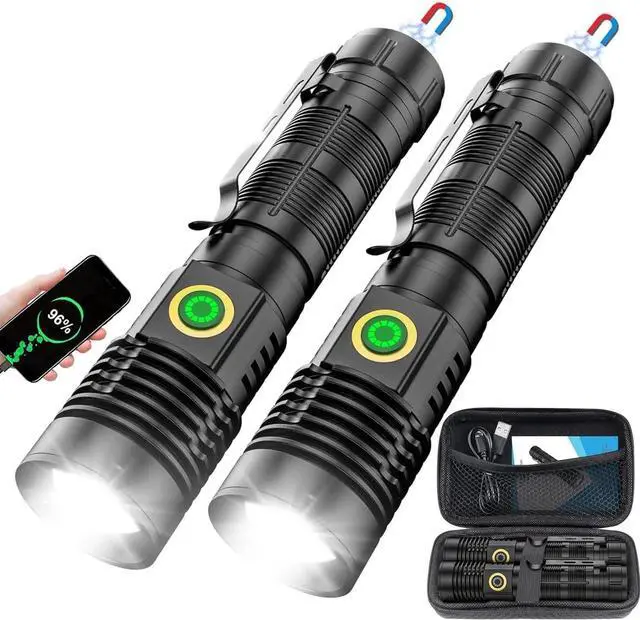 Main image of Karrong Flashlights High Lumens Rechargeable(Battery Included), Super Bright Powerful Small Magnetic Flashlight, 6 Mode, Zoomable, Waterproof, Handheld Flashlight for Camping Hiking