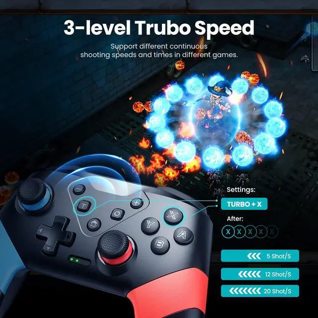 Alt view image 4 of 6 - VOYEE Switch Controllers Compatible with Switch/Lite/OLED, Programming Wireless Pro Controller with Motion Control, Vibration, Wake-up, Turbo, Screenshot