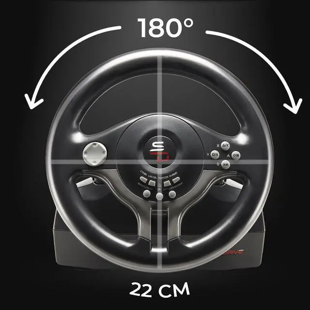 Alt view image 3 of 7 - SUBSONIC - Superdrive SV250 Racing Wheel Switch 2/Switch PS4 PC Xbox Series | Steering Wheel with Pedals and Paddles - Vibration - 3 Sensitivity Modes - Diameter 22 cm, Rotation 180°