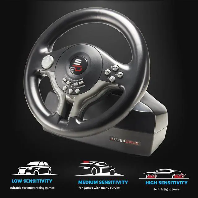 Alt view image 4 of 7 - SUBSONIC - Superdrive SV250 Racing Wheel Switch 2/Switch PS4 PC Xbox Series | Steering Wheel with Pedals and Paddles - Vibration - 3 Sensitivity Modes - Diameter 22 cm, Rotation 180°