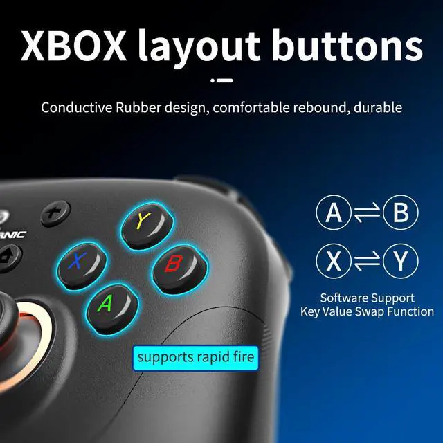 Alt view image 5 of 7 - Doriteney RG P01 Wireless Gaming Controller Compatible with Switch Game Controllers RG P01 2.4G Controller Gamepad for Bluetooth/PC/Steam/iOS/Android/Switch Hall Effect RGB Lights